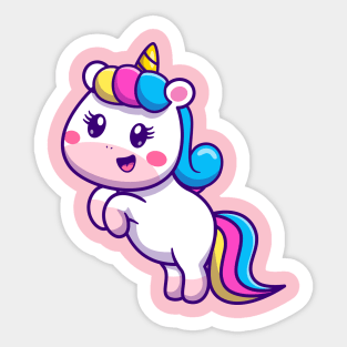 Cute Unicorn Standing Cartoon Sticker